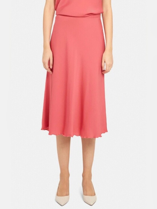Theory Dresses & Skirts - Theory Ruffled Slip Midi Watermelon Coral Skirt Womens Size 4